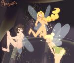 1girl 3_girls ass barefoot breasts cassandra_(tangled) crossover disney disney_fairies disney_princess fairy fairy_wings feet naked_female nipples nude nude_female peter_pan pixie_dust png pussy rapunzel sequestro sparkles tangled tinker_bell transformation upskirt