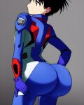  1boy ai_generated androgynous big_ass blue_eyes brown_hair butt_expansion dat_ass neon_genesis_evangelion plugsuit shinji_ikari slippysucks stable_diffusion 