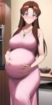  ai_generated blue_eyes brown_hair genderswap genderswap_(mtf) hakkai20 necklace neon_genesis_evangelion pregnant shinji_ikari stable_diffusion 