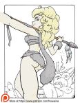  animal_skin ass ass_focus ayla_(chrono_trigger) blonde_hair cavewoman chrono_trigger holding_weapon kowaina.scary spear 