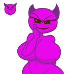  big_breasts breasts demon_girl emoji female_only jp20414(artist) purple_body reference_image thicc thick_thighs white_background 