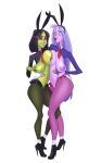  banjo-kazooie breasts breasts_to_breasts crossover disney disney_villains game_over_gruntilda gruntilda gruntilda_winkybunion high_heel_boots high_heels john_coffe lipstick madam_mim nipples rareware reverse_bunnysuit the_sword_in_the_stone white_background witch 