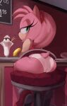 1girl amy_rose anthro ass big_ass clothed cranihum dat_ass dress female female_only furry hedgehog looking_at_viewer looking_back panties sega shoes skirt solo sonic_the_hedgehog_(series) underwear upskirt white_panties white_underwear