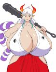 club gigantic_ass gigantic_breasts horns hourglass_figure momiji_(artist) one_piece white_hair yamato_(one_piece) yellow_eyes