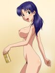  ass breasts brown_eyes goriate misato_katsuragi neon_genesis_evangelion nude nude purple_hair 