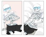  2010s 2015 animated_skeleton blue_blush blush cheztnuts closed_eyes groping_self monster pants_down sans sans_(undertale) shirt_lift shirt_pulled_up shirt_up skeleton solo touching_self undead undertale undertale_(series) 