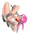 blacksmith blacksmith_(ragnarok_online) cum denim denim_shorts erect_nipples futanari gauntlets hinemosu hinemosu_notari masturbation pink_hair ragnarok_online short_shorts shorts uncensored wheelbarrow