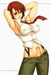  breasts clear_skin futanari king_of_fighters king_of_fighters_2000 penis red_eyes red_hair red_tie saigadou the_yuri_&amp;_friends vanessa white_shirt 