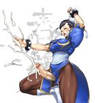 baka_gaki blush boots breasts bun_cover capcom censored china_dress chinadress chinese_clothes chun-li cum double_bun double_buns dress ejaculation foreskin futanari handsfree_ejaculation pantyhose penis pose street_fighter