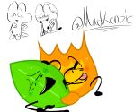 battle_for_dream_island bfb bfdi firey_(bfdi) four_(bfdi) inanimate_insanity knife_(ii) leafy_(bfdi) mackenziey125 object_shows tears