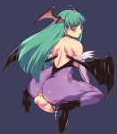  1girl ass bat_print capcom censored demon_girl full-package_futanari futanari head_wings headwings highres i'd_hit_it morrigan_aensland pantyhose penis pointless_censoring print_legwear pussy pussy_juice sitting solo succubus testicles torn_clothes torn_pantyhose ubanis vampire_(game) wings 