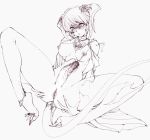 copyright_request cum demon_tail futanari genital_piercing horns jeffr jewelry lineart monochrome penis_piercing piercing pussy short_hair solo tail uncensored