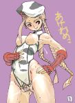 1girl :q ahoge akeome aliasing antenna_hair armpit beret blonde_hair braid breastless_clothes breastless_clothing breasts cammy_white capcom censored crotchless_clothes cum functionally_nude hand_on_hip hat horny kasukabe leotard meat mosaic_censoring nipples pussy pussy_juice see-through simple_background solo spread_pussy street_fighter street_fighter_iv text tongue tongue_out translated twin_braids twintails very_long_hair