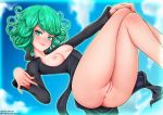 1girl 1girl 1girl anus ass bare_legs black_dress blush breasts curly_hair dress female_focus green_eyes green_hair legs long_sleeves looking_at_viewer neocoill nipples no_bra nopan one-punch_man paipan patreon_logo patreon_username pussy short_hair slender_waist small_breasts smile tatsumaki_(one-punch_man) thick_thighs thighs uncensored watermark web_address