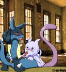 fellatio i-am_mewtu_(artist) legendary_pokemon lucario mewtwo pokemon pokemon_xy yaoi