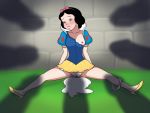 1girl after_sex black_hair blush breast crying cum cum_in_mouth cum_in_pussy cum_inside cum_leaking cum_on_breast cum_puddle disney dress exposed_breast female high_heels panties panties_around_leg partially_clothed princess_snow_white pussy sitting snow_white_and_the_seven_dwarfs spread_legs tears torn_dress