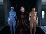 asari ashley_williams commander_shepard flat_chest liara_t'soni maleshep mass_effect nude_female