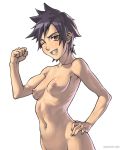 1girl abs arisawa_tatsuki armpit badass belly black_hair bleach breasts brown_eyes collarbone grin groin hair lipstick mound_of_venus muscle navel nipples nude one_eye_closed sefuart short_hair small_breasts smile solo speh tatsuki_arisawa tomboy very_short_hair wink