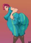 asian averag3artist18 bedroom_eyes big_ass big_breasts brown_eyes disney looking_back ming_lee pixel_art red_hair turning_red