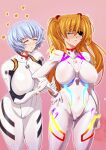 2_girls asuka_langley_souryuu big_ass big_breasts kawaraya_a-ta neon_genesis_evangelion orange_hair plugsuit purple_hair rei_ayanami yuri