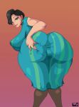 asian averag3artist18 bedroom_eyes big_ass big_breasts black_hair brown_eyes disney looking_back ming_lee pixel_art turning_red