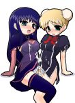  2girls artist_request blonde_hair blue_eyes blue_hair blush breasts bulge cum cum_in_clothes cum_on_body cum_on_breasts cum_on_clothes cum_on_lower_body cum_on_upper_body cum_through_clothes ejaculation futanari green_eyes malariya multiple_girls quiz_magic_academy underwear yang_yang 