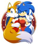  2_girls anthro big_breasts breasts bunnysuit cleavage female_only fox furry genderswap hedgehog huge_breasts kojiro-brushard linegutter looking_at_viewer miles_&quot;tails&quot;_prower millie_tailsko red_bunnysuit sega sonic_the_hedgehog sonic_the_hedgehog_(series) sonica_the_hedgehog sonique_the_hedgehog thick_thighs yuri 