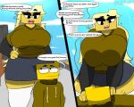  big_breasts big_thighs english_text friday_night_funkin friday_night_funkin_mod grey_shirt meri_(friday_night_funkin) naughty_face nervous pervert_smile ron_(friday_night_funkin) white_socks yellow_hair yellow_skin yellow_sweater 