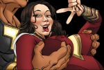  big_breasts black_adam bleepideeboop breast_grab dark-skinned_male dc_comics dceu groping interracial light-skinned_female light_skin mary_batson mary_marvel nipple_pinch shazam tongue_out v 