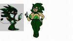  big_ass big_breasts big_nipples big_thighs demon_tail female_sonic friday_night_funkin friday_night_funkin_b3_(mod) friday_night_funkin_mod glasses green_dress green_fur green_nipples green_shoes majin_sonic majin_sonic_(fnf_b3) reference_image sonic.exe tape white_background 