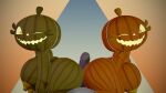  1boy 2_girls buttjob collaborative_sex double_buttjob five_nights_at_freddy&#039;s jack_o_pumpkin_(fnaf) looking_at_another male/female male_pov penis pov pumpkin pumpkin_girl pumpkin_head 