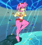 1girl 1girl 1girl amy_rose anthro bikini bracelet breasts bubble clothing emerald_coast eulipotyphlan fish fur gesture green_eyes hair hand_heart hedgehog jewelry mammal marine one_eye_closed pink_body pink_fur pink_hair sega sonic_the_hedgehog_(series) swimming swimwear the_mad_monk two_piece_swimsuit underwater water wink