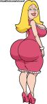 1girl 20th_century_fox american_dad blackmorty_(artist) blonde_hair bubble_butt dat_ass female female_only francine_smith grin high_heels huge_ass huge_breasts looking_at_viewer looking_back solo