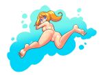  1girl absurd_res anus artist_name ass barefoot blue_eyes cleft_of_venus completely_nude feet female from_behind high_res long_hair looking_at_viewer looking_back minus8 mona_(warioware) nintendo nude orange_hair parted_lips ponytail pussy sideboob skinny_dipping solo swimming uncensored underwater variant_set warioware warioware:_move_it! water 