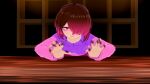  3d abuse bete_noire betty_noire broken_fingers brown_hair crying_with_eyes_open female_focus glitchtale gore guro hcnxcs injury pink_eyes pink_hair pink_shirt purple_shirt red_skirt skirt solo_focus undertale_au 