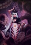  baxter_x_(artist) crown demon_girl horns long_hair monster_girl slaanesh tentacle warhammer_40k white_hair 