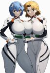  2_girls ai_generated blonde_hair blue_hair neon_genesis_evangelion plugsuit rei_ayanami ritsuko_akagi stable_diffusion voluptuous 