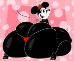 1girl 1girl 1girl anthro ass ass_cleavage big_ass bottom_heavy bubble_butt butt_crack disney fat_ass female_only half-closed_eyes huge_ass kneel large_ass looking_at_viewer looking_back mickey_mouse_shorts minnie_mouse mouse mrxrickyx on_knees panties plump rodent smile thick_thighs what