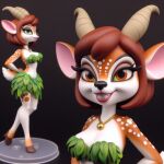  ai_generated deer deer_horns elora elora_the_faun faun faun_(spyro) faunus green_eyes horns leaf_bikini loincloth miniatures orange_fur short_hair spyro_reignited_trilogy spyro_the_dragon white_fur 