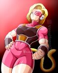  1girl android_18 artist_name big_breasts blonde_hair breasts dragon_ball dragon_ball_super dragon_ball_z female_only female_pervert mature_female medium_hair muscular muscular_female pervert presenting sexually_suggestive short_hair shorts solo_focus tail vito_dibujoz vitoalfonsoz 