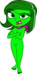  2024 disgust_(inside_out) disney emotion eyebrows eyelashes feet green_eyes green_hair green_skin inside_out inside_out_2 lipstick naked_female navel nude pink_scarf pixar pussy shagggy1987 toes white_background 