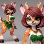  ai_generated deer deer_horns elora elora_the_faun faun faun_(spyro) faunus green_eyes horns leaf_bikini loincloth miniatures orange_fur short_hair spyro_reignited_trilogy spyro_the_dragon white_fur 