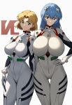  2_girls ai_generated blonde_hair blue_hair neon_genesis_evangelion plugsuit rei_ayanami ritsuko_akagi stable_diffusion voluptuous 