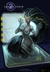  1girl 2013 artificial_intelligence big_breasts big_nose circuitboard circuitboard_skin female_only glen_fernandez glowing_eyes nipples nude_female request shodan system_shock wire wire_hair yellow_eyes 