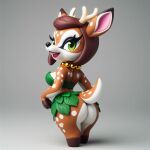  ai_generated deer deer_horns elora elora_the_faun faun faun_(spyro) faunus green_eyes horns leaf_bikini loincloth miniatures orange_fur short_hair spyro_reignited_trilogy spyro_the_dragon white_fur 