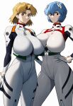  2_girls ai_generated blonde_hair blue_hair neon_genesis_evangelion plugsuit rei_ayanami ritsuko_akagi stable_diffusion voluptuous 