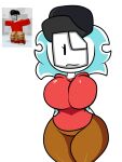  big_breasts brown_pants female_only jp20414(artist) mask oc red_shirt reference_image roblox roblox_avatar thick thighs white_skin 