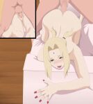 1boy 1girl alluring anal_sex ass big_breasts naruto naruto_(series) naruto_shippuden nude on_bed penis_in_ass sasuke_uchiha_is_gay tagme tsunade tsunade_senju