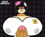 bearalpha_r34_fan beat_banger breasts_bigger_than_head breasts_bigger_than_torso flower half_naked huge_cock hyper_breasts leaking_milk logo looking_at_viewer sandy_cheeks spongebob_squarepants wet_clothes