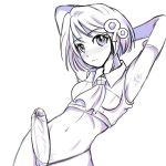  2chan 98-tan armpits blush censored elbow_gloves futanari gloves monochrome os os-tan penis windows_98 